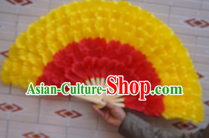 Chinese Spring Festival Gala Opening Dance Silk Fans Folk Dance Folding Fan Yangko Dance Double Sides Fan Women Group Dance Prop Fan