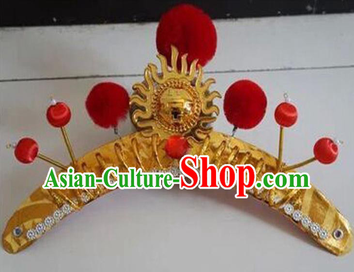 Chinese Ancient Female General Helmet Beijing Opera Hua Mulan Headdress Peking Opera Swordswoman Hair Accessories