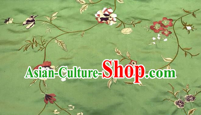 China Traditional Cheongsam Silk Fabric Embroidered Light Green Damask Cloth Classical Qipao Dress Brocade Material Tang Suit Drapery