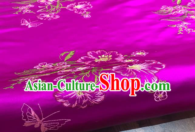 China Traditional Cheongsam Embroidered Drapery Classical Palace Rosy Brocade Material Qipao Dress Damask Cloth Tang Suit Silk Fabric