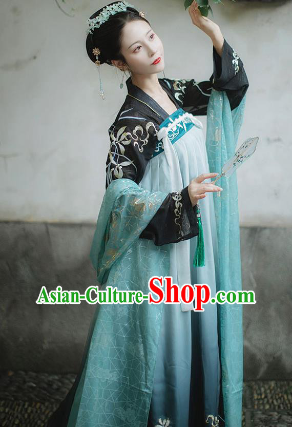 China Ancient Imperial Concubine Garment Costumes Tang Dynasty Palace Beauty Clothing Traditional Court Embroidered Hanfu Dresses