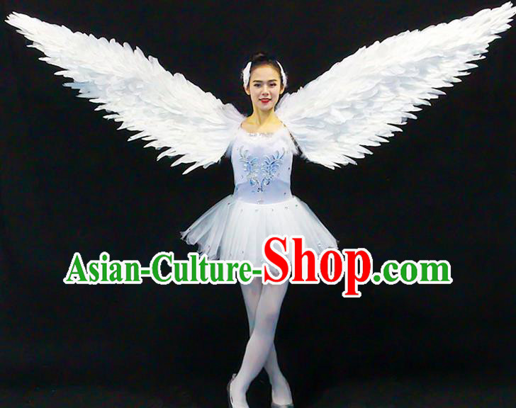 Custom Halloween Feather Decorations Catwalks Props Brazilian Carnival Accessories Miami Angel White Feathers Wings