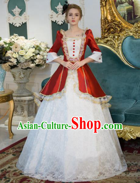 Top England Noble Lady Formal Attire European Royal Queen Clothing Western Drama Performance White Lace Full Dress Christmas Garment Costume
