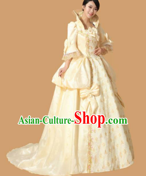 Top Christmas Ballroom Dance Garment Costume England Royal Princess Formal Attire European Court Clothing Western Drama Champagne Full Dress