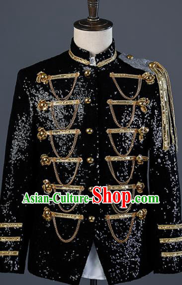 Custom England Royal Prince Clothing Annual Meeting Compere Upper Garment Western Gentleman Black Jacket European Drama Performance Costume