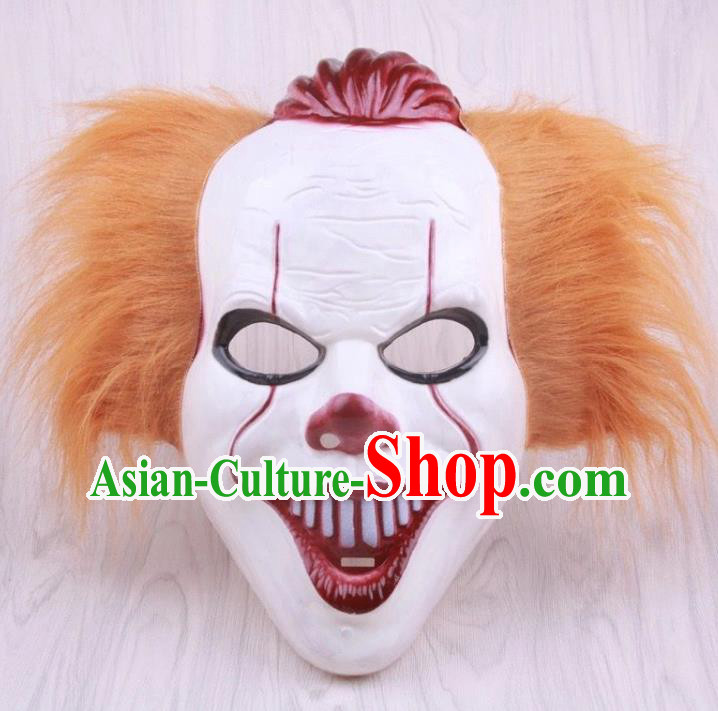 Professional Handmade Yellow Fur Joker Mask Headgear Stage Performance Accessories Halloween Cosplay Clown Face Mask