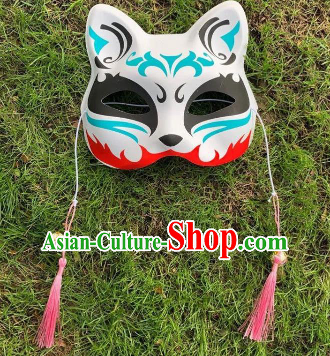 Handmade Printing Blue Cat Mask Headgear Professional Stage Performance Accessories Halloween Cosplay Face Mask