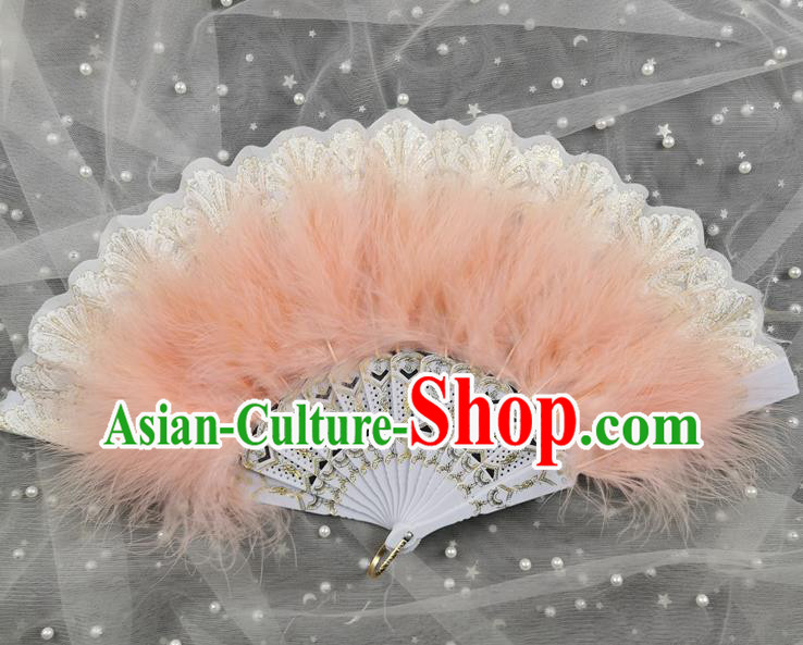 Handmade Dance Fan Classical Dance Feather Fan Cheongsam Stage Show Folding Fan China Lace Fan
