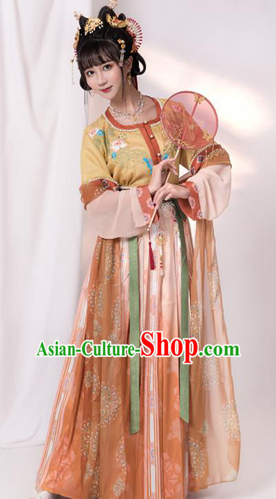China Traditional Hanfu Dress Ancient Princess Historical Clothing Tang Dynasty Palace Beauty Garment Costumes Full Set