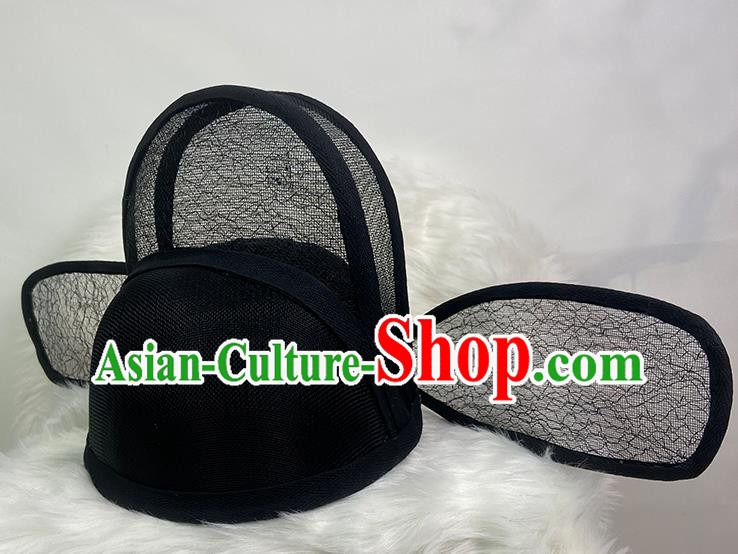 Chinese Ancient Official Hat Traditional Hanfu Chancellor Headwear Ming Dynasty Prime Minister Black Gauze Cap Headdress