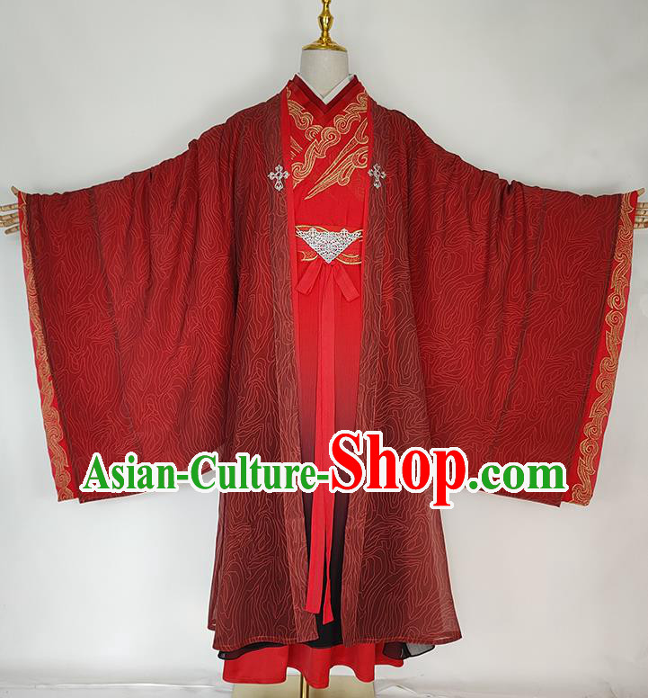China Ancient Royal Prince Wedding Robe Apparels Drama Love and Redemption Yu Sifeng Clothing Tang Dynasty Swordsman Garment Costumes