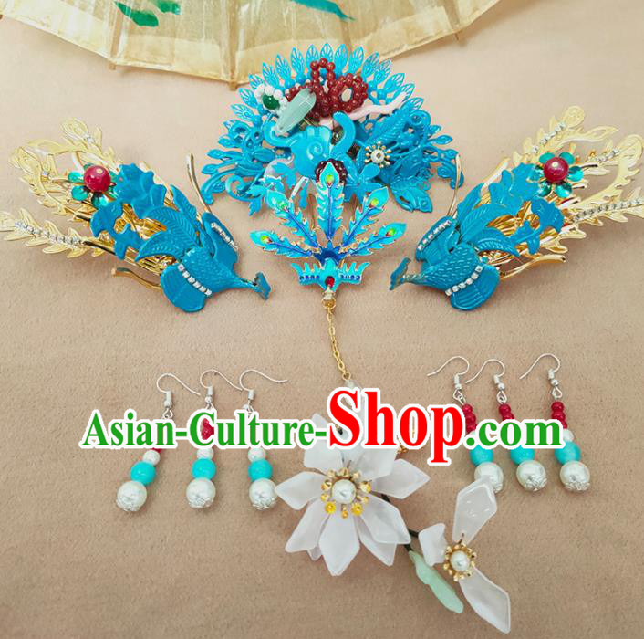 China Ancient Imperial Consort Phoenix Hair Crown and Hairpins Qing Dynasty Court Woman Headpieces Traditional Drama Story of Yanxi Palace Hair Accessories