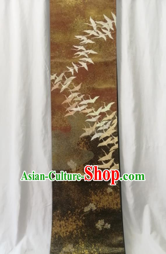 Japanese Classical Birds Pattern Brown Brocade Waistband Female Kimono Dress Corset Accessories Traditional Yukata Nishijin Belt