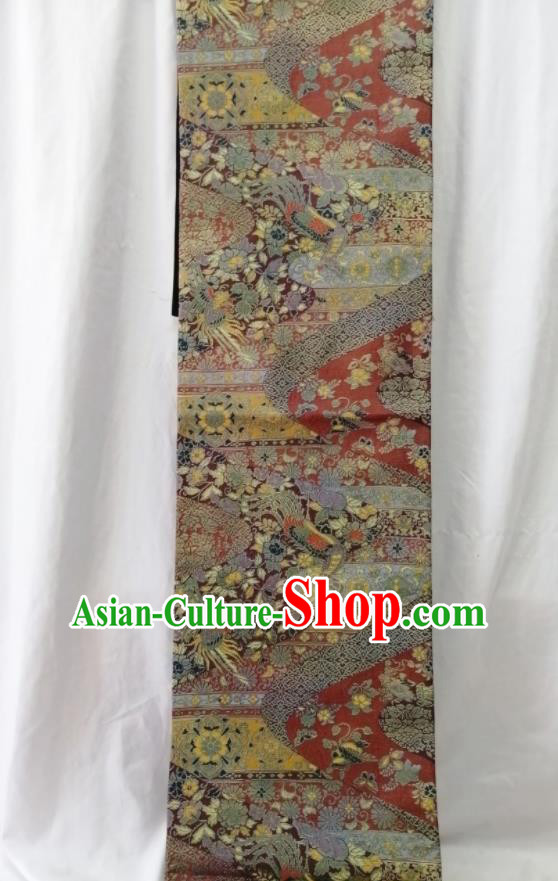Japanese Traditional Yukata Brocade Belt Classical Pattern Red Waistband Women Kimono Dress Nishijin Corset Accessories