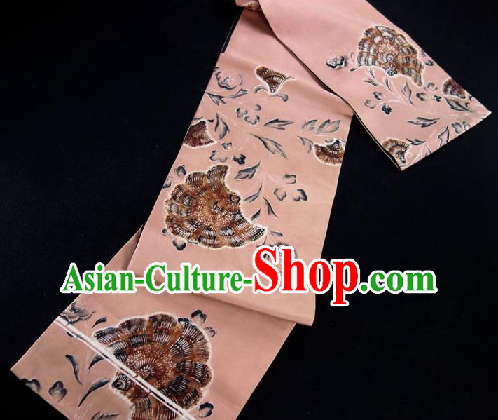 Japanese Kimono Dress Corset Accessories Traditional Yukata Pink Belt Classical Flowers Pattern Waistband