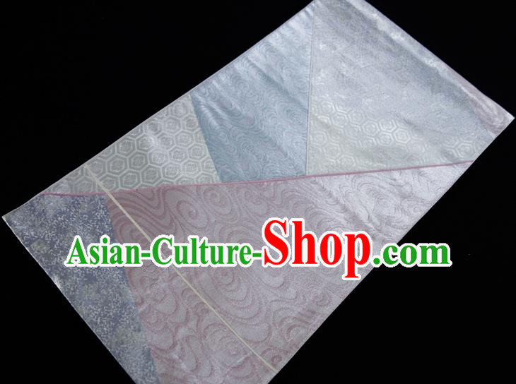 Japanese Kimono Dress Corset Accessories Traditional Yukata Robe Grey Brocade Belt Classical Clouds Pattern Wafuku Waistband