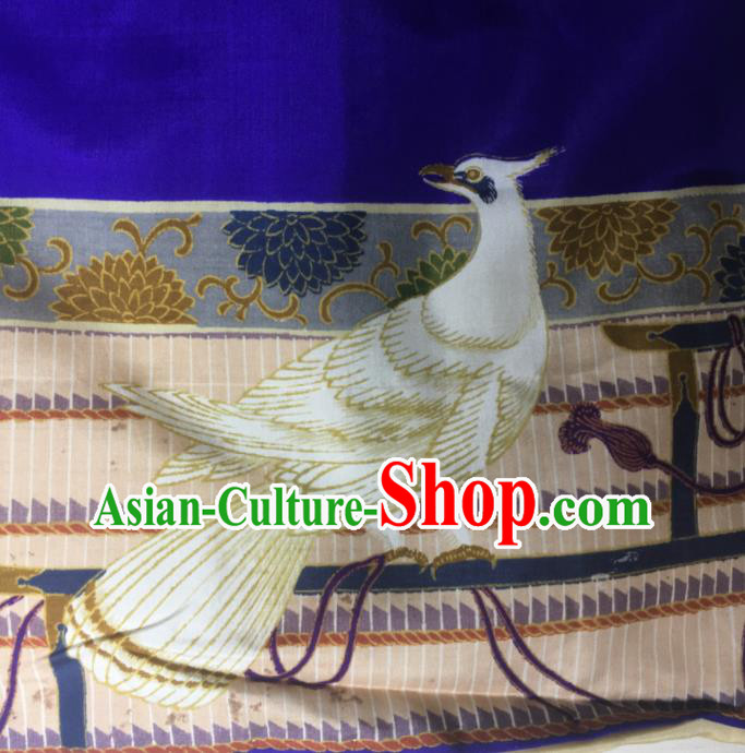 Japan Ancient Warrior Clothing Boys Kimono Costume Traditional Cranes Pattern Purple Yukata Robe