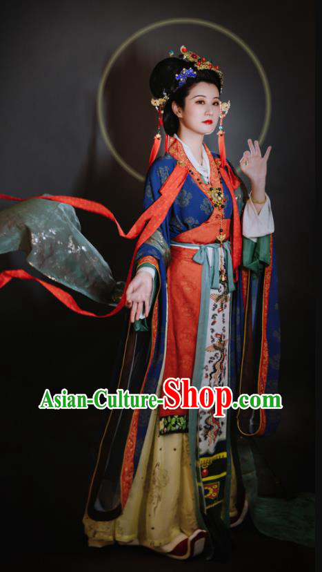 China Traditional Hanfu Dress Attires Tang Dynasty Empress Historical Clothing Ancient Royal Queen Garment Costumes Complete Set