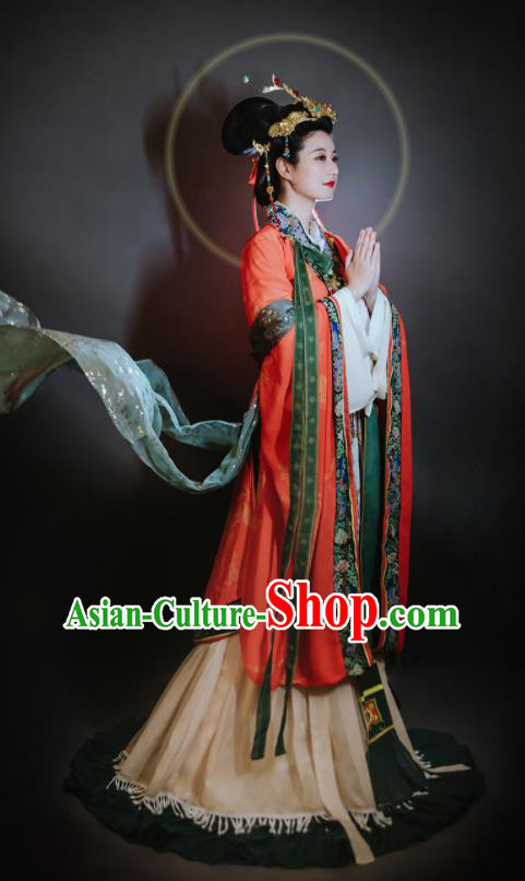 China Ancient Goddess Garment Costumes Traditional Historical Clothing Song Dynasty Empress Hanfu Dress Attires Complete Set