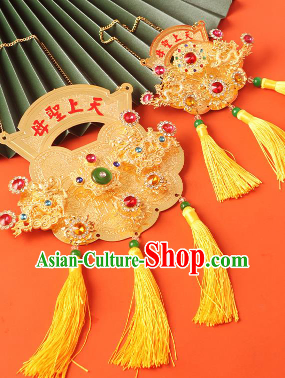 Chinese Handmade Golden Longevity Lock Necklace Goddess Mazu Necklet
