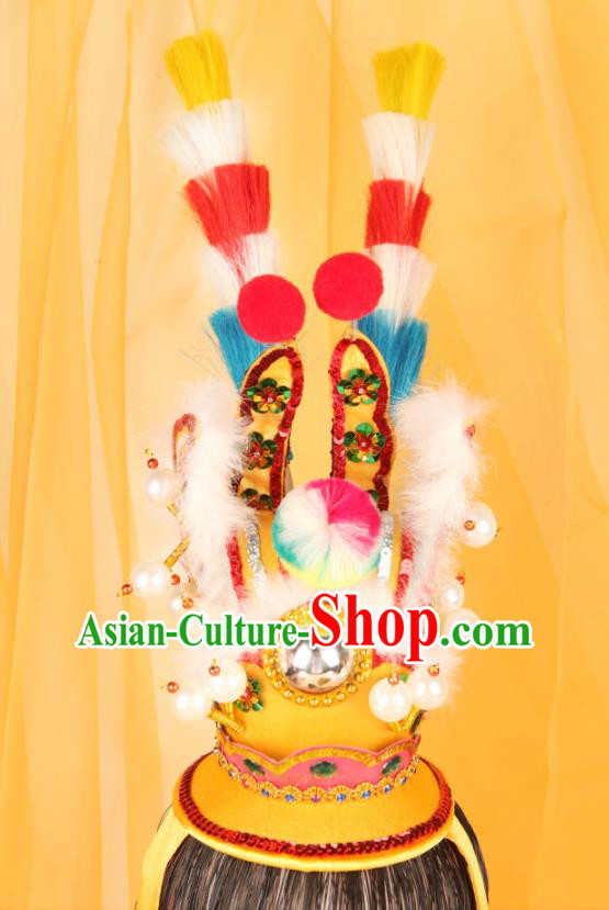 Chinese Beijing Opera Monkey King Hair Crown Headdress Handmade Opera Hair Accessories Peking Opera Sun Wukong Headpieces