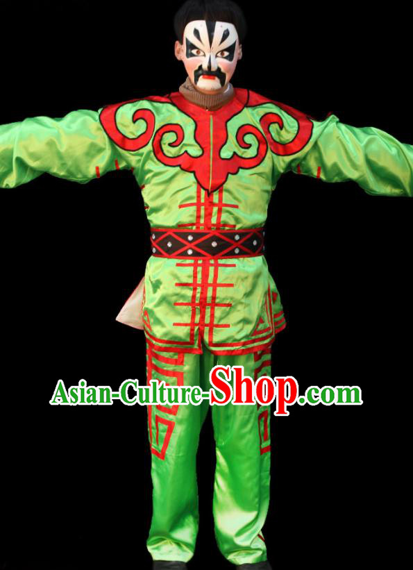 China Beijing Opera Hero Clothing Traditional Peking Opera Wusheng Green Outfits Cosplay Song Dynasty Water Margin Swordsman Costumes