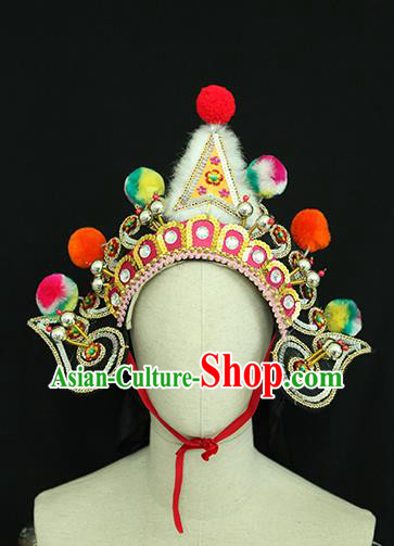 Chinese Ancient Soldier Hat Handmade Chaozhou Opera Warrior Headdress Beijing Opera Wusheng Helmet Headwear