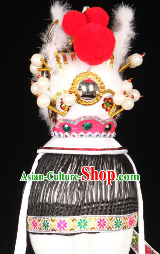 Chinese Handmade Chaozhou Opera Prince Headpieces Beijing Opera Xiaosheng Hair Accessories Ancient Noble Childe White Hairdo Crown