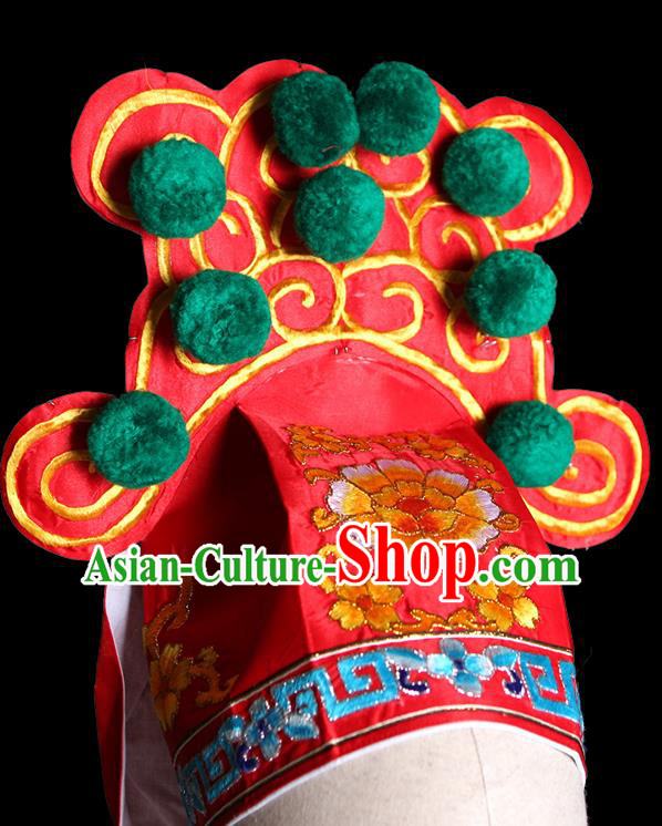 Chinese Beijing Opera Xiaosheng Red Hat Ancient Gifted Scholar Headdress Handmade Chaozhou Opera Young Male Headwear