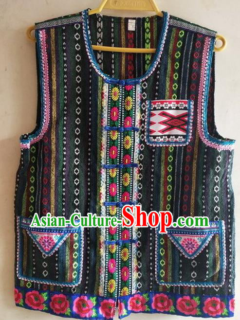 China Minority Male Vest Va Nationality Stage Performance Clothing Ethnic Folk Dance Waistcoat