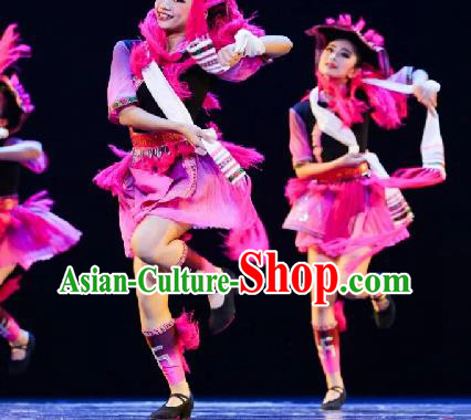 Chinese Yi Minority Dance Outfits Ethnic Stage Performance Garment Costumes Sichuan Nationality Folk Dance Dress Clothing