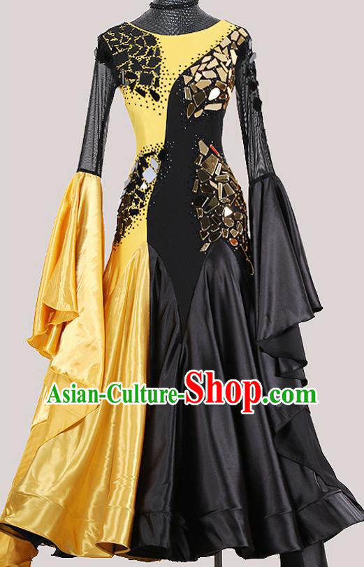 Custom Modern Dance Fashion Waltz Performance Garment Ballroom Dancing Wide Sleeve Dress International Dance Competition Clothing