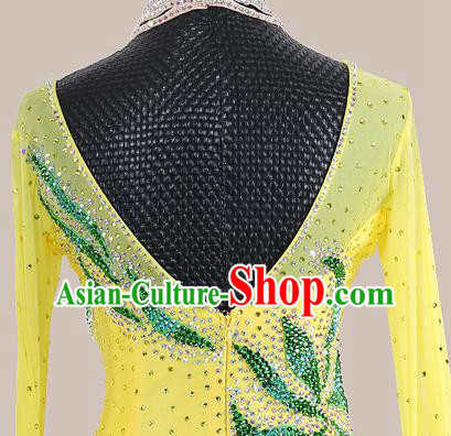 Custom International Dance Garment Ballroom Dancing Clothing Waltz Competition Fashion Modern Dance Yellow Dress