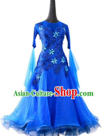 Custom Ballroom Dancing Royalblue Dress Modern Dance Clothing International Dance Garment Woman Waltz Dancewear