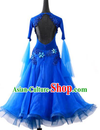 Custom Ballroom Dancing Royalblue Dress Modern Dance Clothing International Dance Garment Woman Waltz Dancewear
