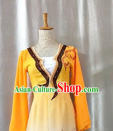Chinese Female Solo Dance Clothing Classical Dance Yellow Dress Stage Performance Garment Umbrella Dance Costumes