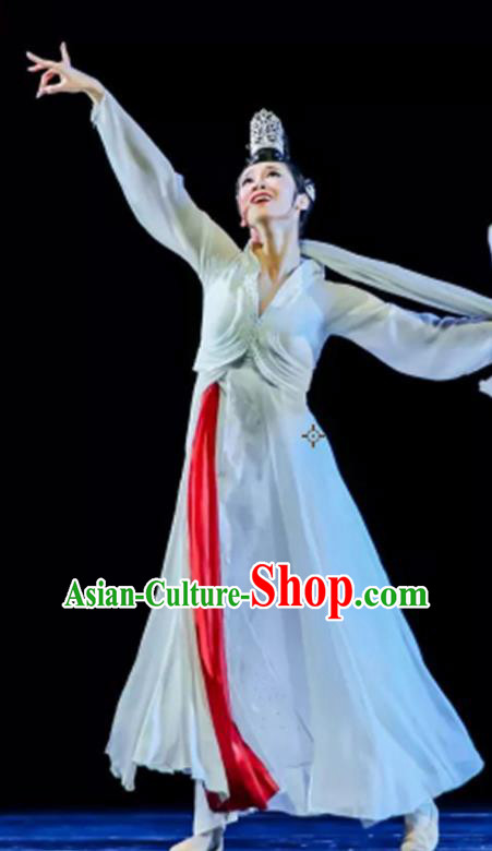 Chinese Hanfu Dance Garment Costumes Female Solo Dance Clothing Classical Dance White Dress Stage Performance Outfits