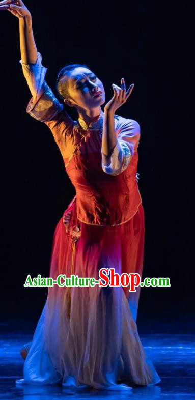 Chinese Umbrella Dance Garment Costumes Female Solo Dance Clothing Classical Dance Red Dress Stage Performance Outfits