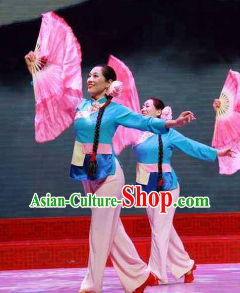China Yangko Dance Outfits Women Group Dance Fashions Folk Dance Uniforms Fan Dance Costumes