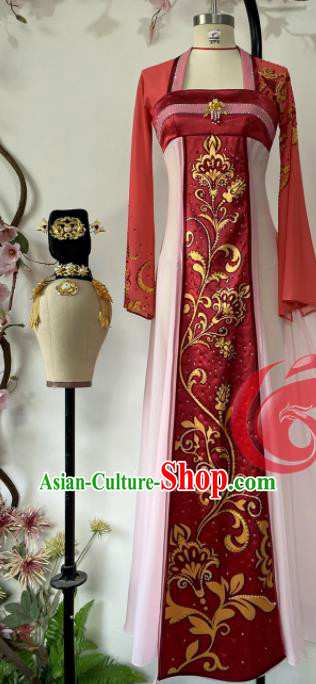 Chinese Woman Hanfu Dance Clothing Classical Dance Garment Costumes Beauty Stage Performance Red Dress Outfits