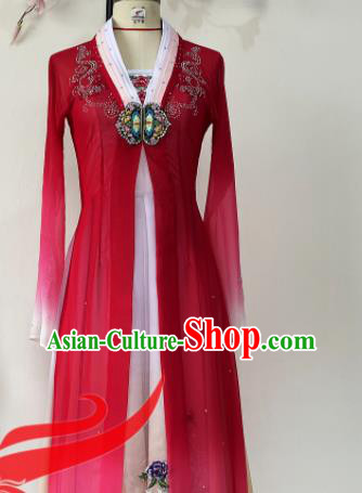 Chinese Stage Performance Wine Red Dress Outfits Woman Umbrella Dance Clothing Classical Dance Garment Costumes