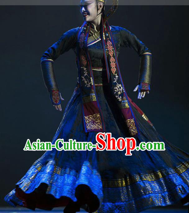 Chinese Mongolian Minority Female Garment Costumes Mongol Nationality Folk Dance Clothing Ethnic Stage Performance Black Dress