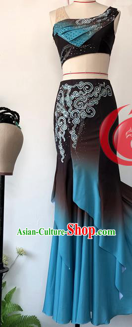 Chinese Ethnic Group Peacock Dance Uniforms Yunnan Minority Performance Garment Costumes Dai Nationality Woman Pavane Clothing