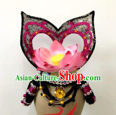 Top China Classical Dance Stage Performance Hair Crown Women Group Dance Hair Accessories Opening Lotus Dance Headdress