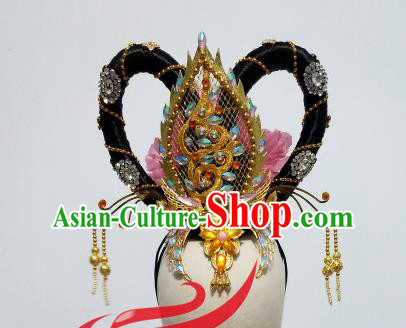Top China Classical Dance Wigs Chignon Headwear Flying Apsaras Dance Hairpieces Fairy Dance Hair Accessories