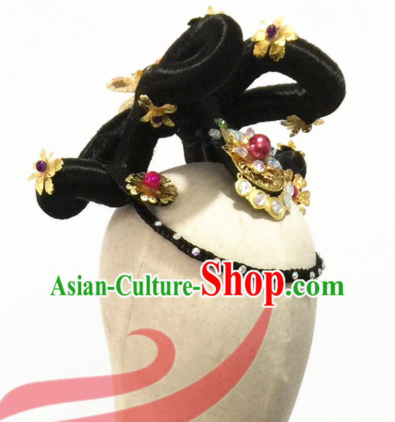 Top China Stage Performance Wigs Chignon Hairpieces Classical Dance Hair Accessories Female Lotus Dance Headdress
