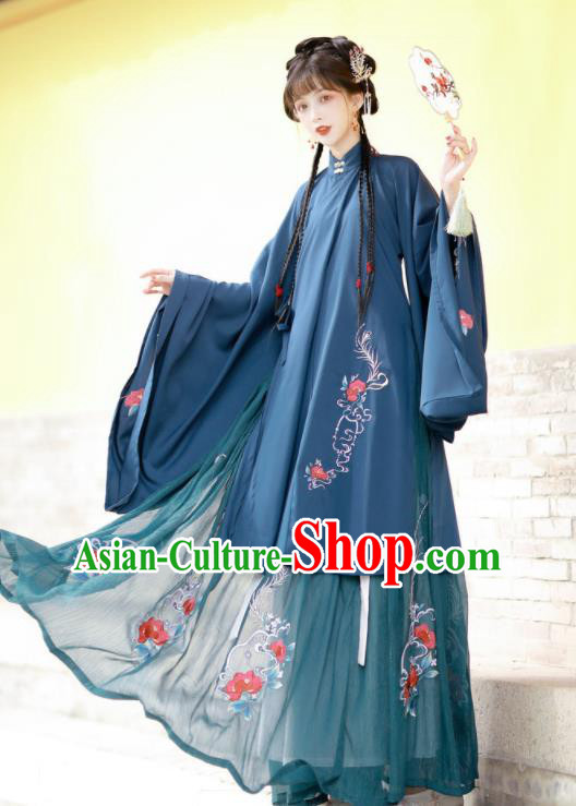 China Ancient Young Beauty Garment Costumes Traditional Ming Dynasty Noble Woman Hanfu Dress Historical Clothing