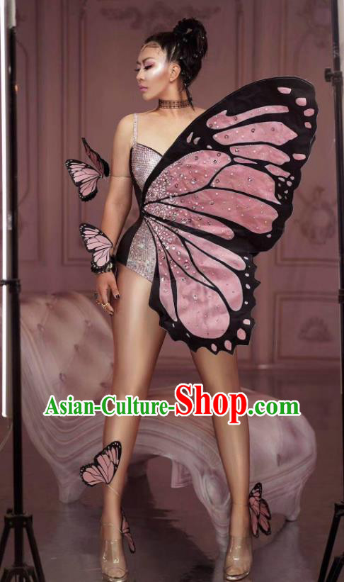 Top Catwalks Props Stage Show Pink Butterfly Wings Halloween Performance Accessories