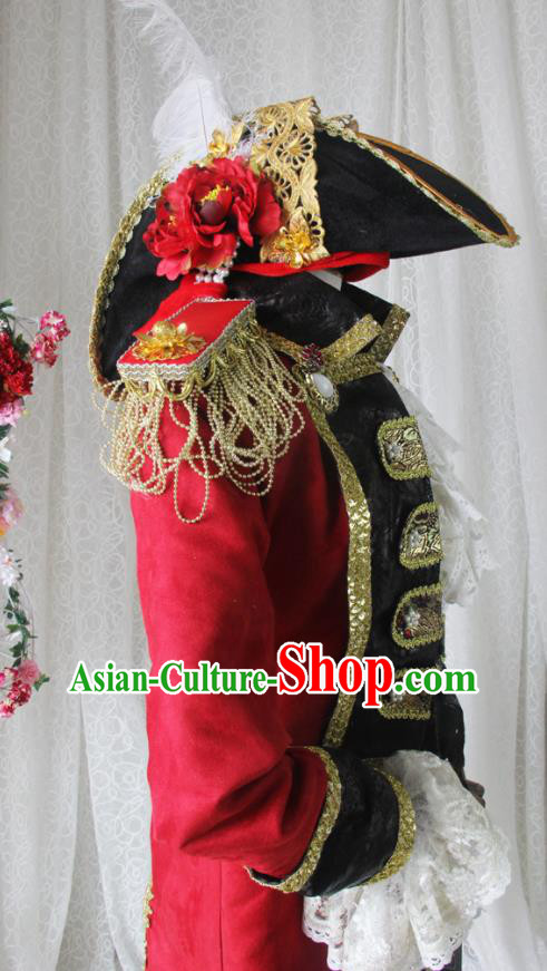 Top England Earl Uniforms European Gentleman Garment Costumes Cosplay Pirate Red Suits
