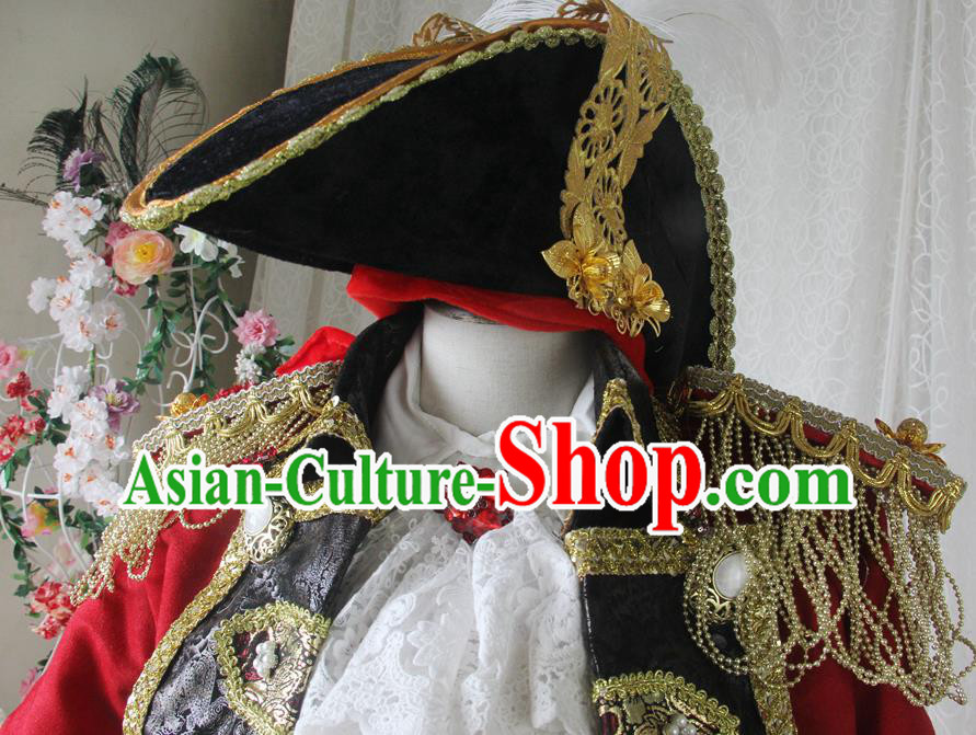 Top England Earl Uniforms European Gentleman Garment Costumes Cosplay Pirate Red Suits
